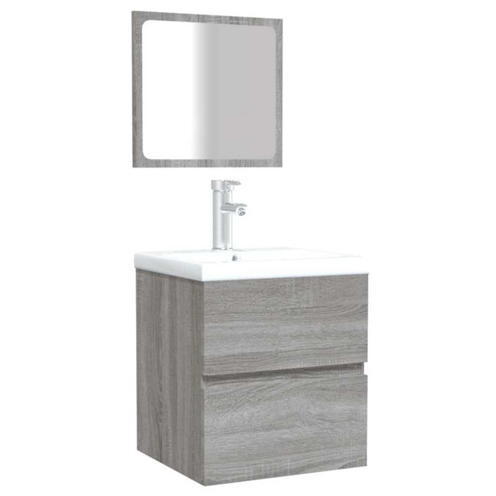 vidaXL Bathroom Cabinet with Mirror Grey Sonoma Engineered Wood