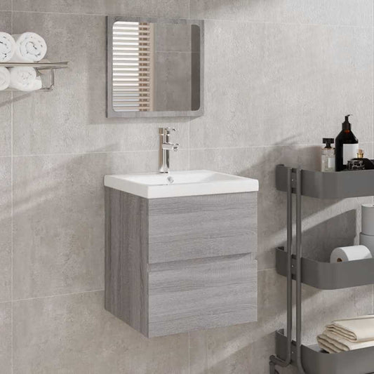 vidaXL Bathroom Cabinet with Mirror Grey Sonoma Engineered Wood