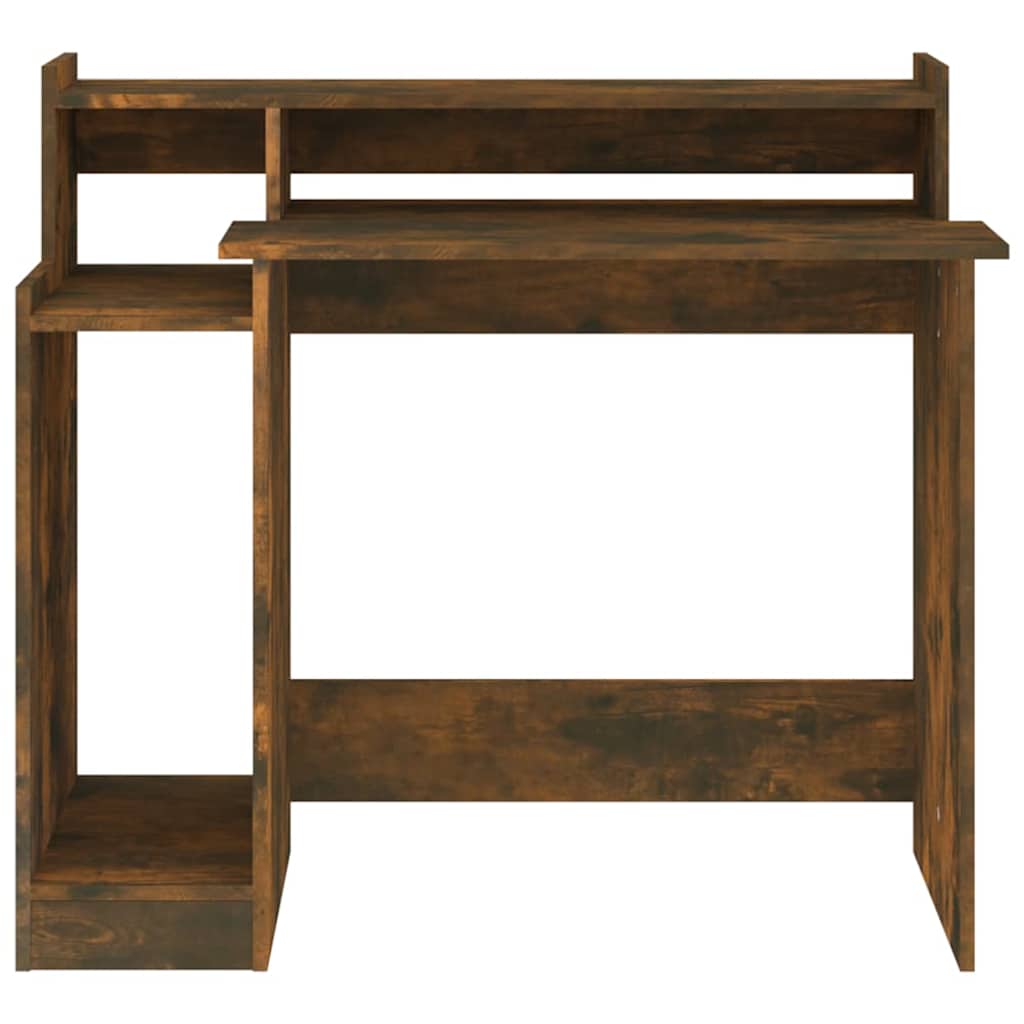 vidaXL Desk with LED Lights Smoked Oak 97x45x90 cm Engineered Wood