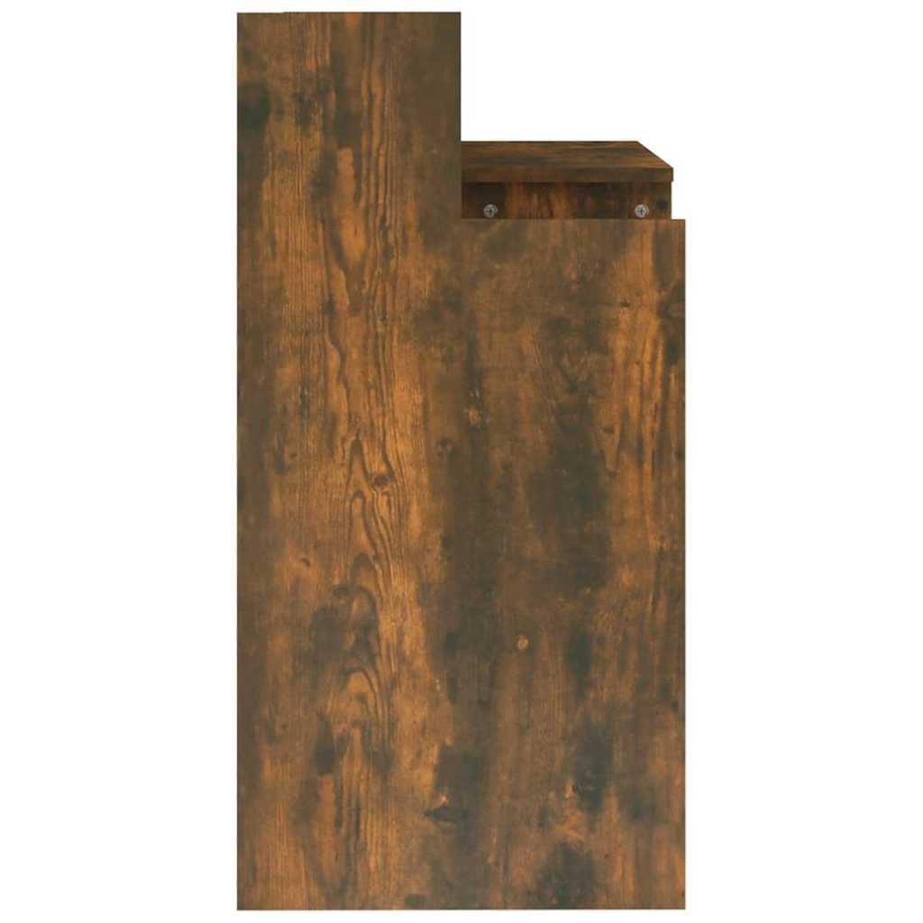 vidaXL Desk with LED Lights Smoked Oak 97x45x90 cm Engineered Wood