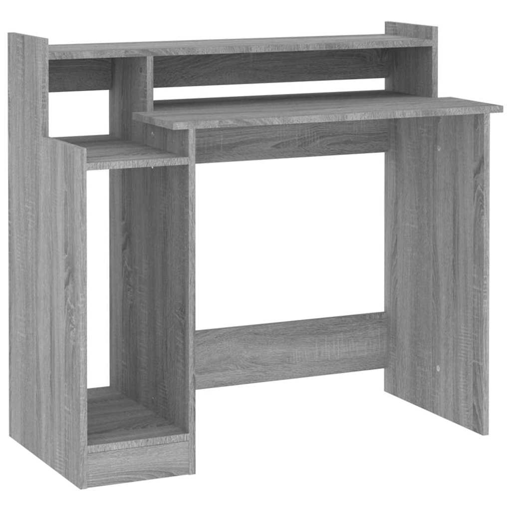 vidaXL Desk with LED Lights Grey Sonoma 97x45x90 cm Engineered Wood