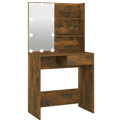 vidaXL Dressing Table with LED Smoked Oak 74.5x40x141 cm