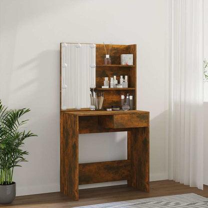vidaXL Dressing Table with LED Smoked Oak 74,5x40x141 cm