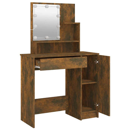 vidaXL Dressing Table with LED Smoked Oak 86,5x35x136 cm