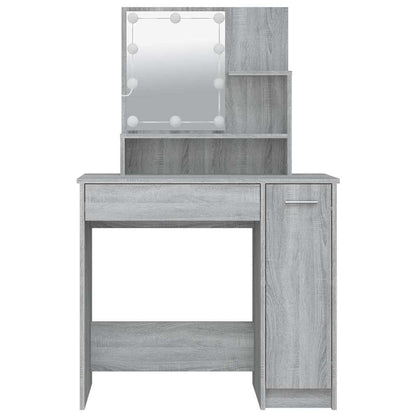 vidaXL Dressing Table with LED Grey Sonoma 86,5x35x136 cm