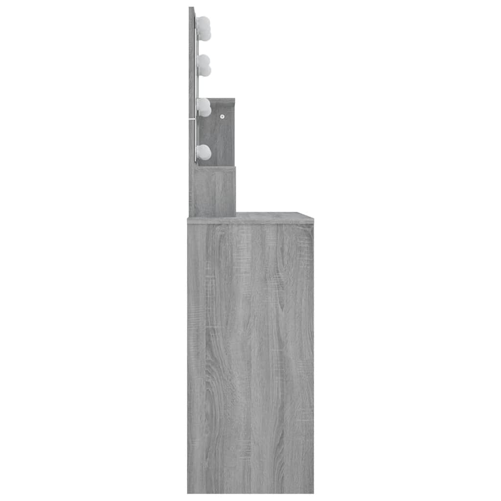 vidaXL Dressing Table with LED Grey Sonoma 86.5x35x136 cm
