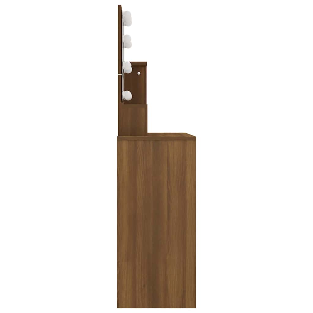 vidaXL Dressing Table with LED Brown Oak 86,5x35x136 cm