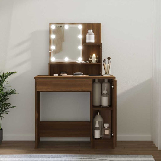 vidaXL Dressing Table | Brown Oak | Engineered Wood | 86.5x35x136 cm