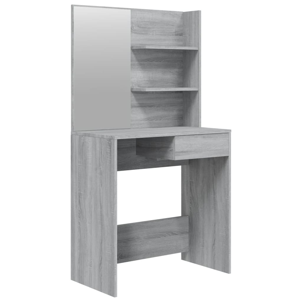 vidaXL Dressing Table with Mirror Grey Sonoma 74.5x40x141 cm