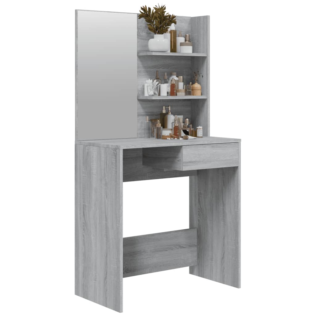 vidaXL Dressing Table with Mirror Grey Sonoma 74.5x40x141 cm