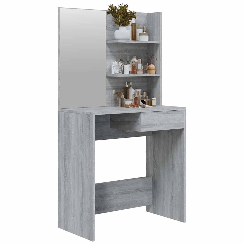 vidaXL Dressing Table with Mirror Grey Sonoma 74,5x40x141 cm