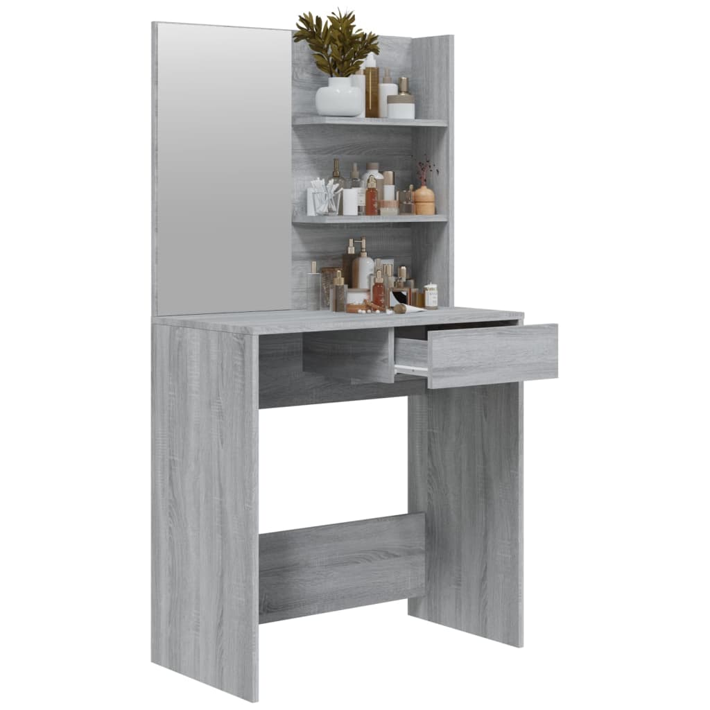 vidaXL Dressing Table with Mirror Grey Sonoma 74.5x40x141 cm