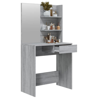 vidaXL Dressing Table with Mirror Grey Sonoma 74.5x40x141 cm