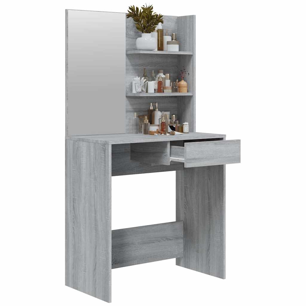 vidaXL Dressing Table with Mirror Grey Sonoma 74,5x40x141 cm