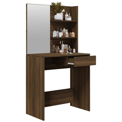 vidaXL Dressing Table with Mirror Brown Oak 74.5x40x141 cm