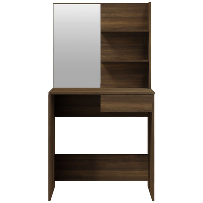 vidaXL Dressing Table with Mirror Brown Oak 74.5x40x141 cm
