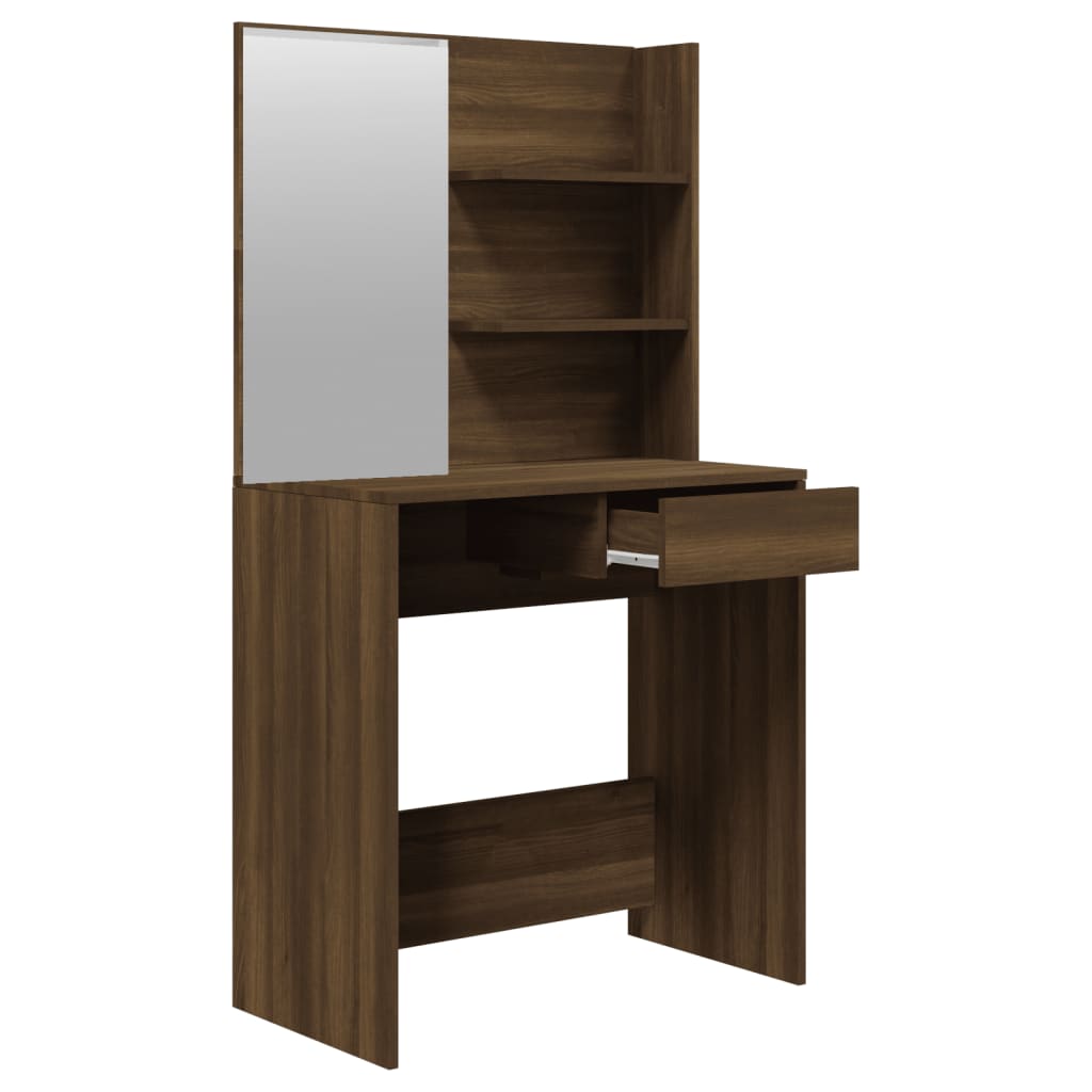 vidaXL Dressing Table with Mirror Brown Oak 74.5x40x141 cm