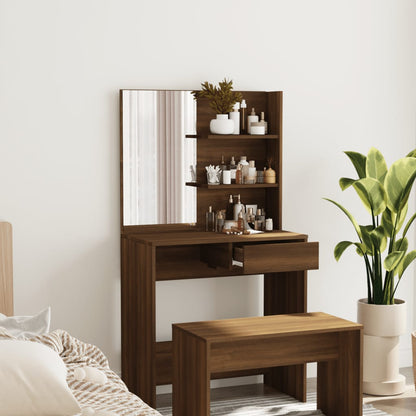 vidaXL Dressing Table with Mirror Brown Oak 74.5x40x141 cm