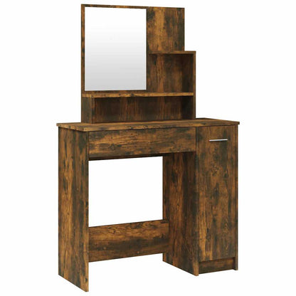 vidaXL Dressing Table with Mirror Smoked Oak 86,5x35x136 cm