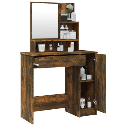 vidaXL Dressing Table with Mirror Smoked Oak 86,5x35x136 cm