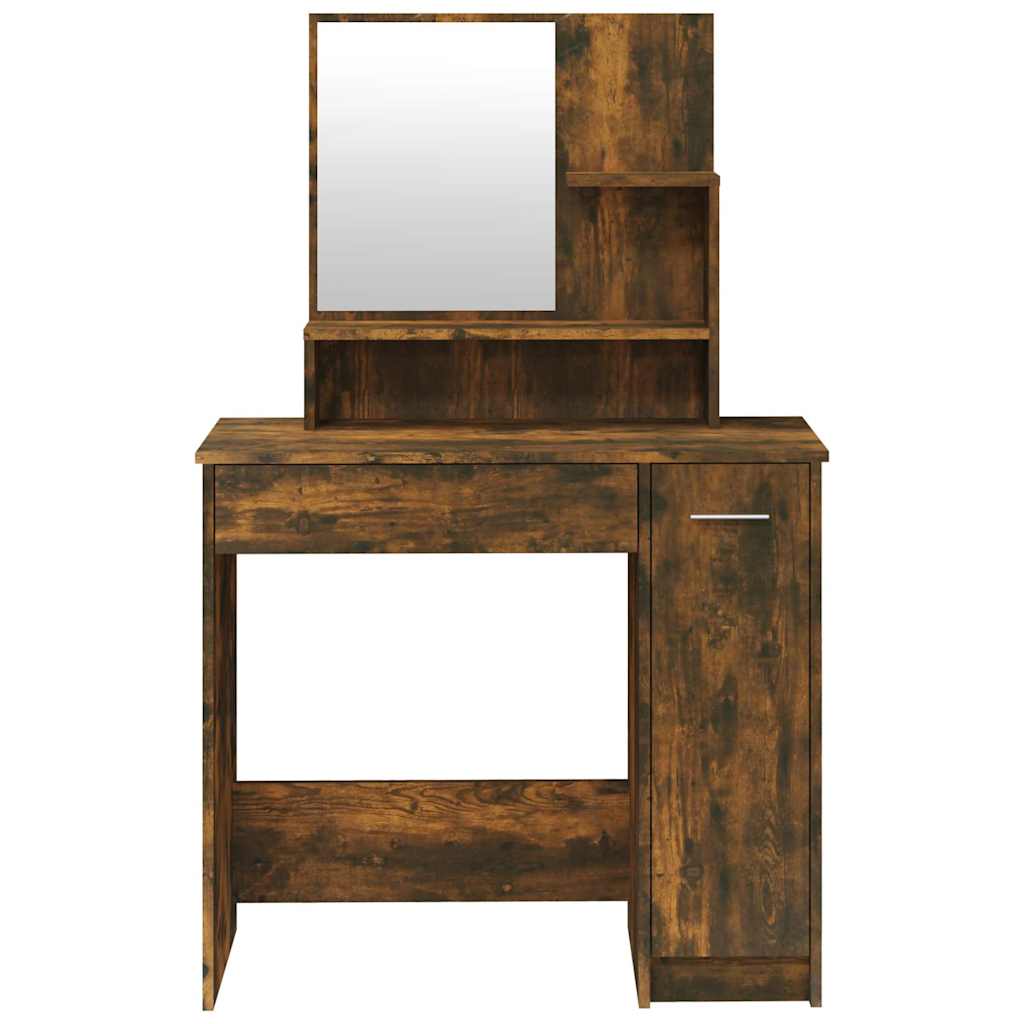 vidaXL Dressing Table with Mirror Smoked Oak 86,5x35x136 cm