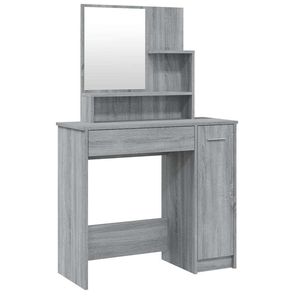 vidaXL Dressing Table with Mirror Grey Sonoma 86,5x35x136 cm