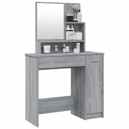 vidaXL Dressing Table with Mirror Grey Sonoma 86.5x35x136 cm