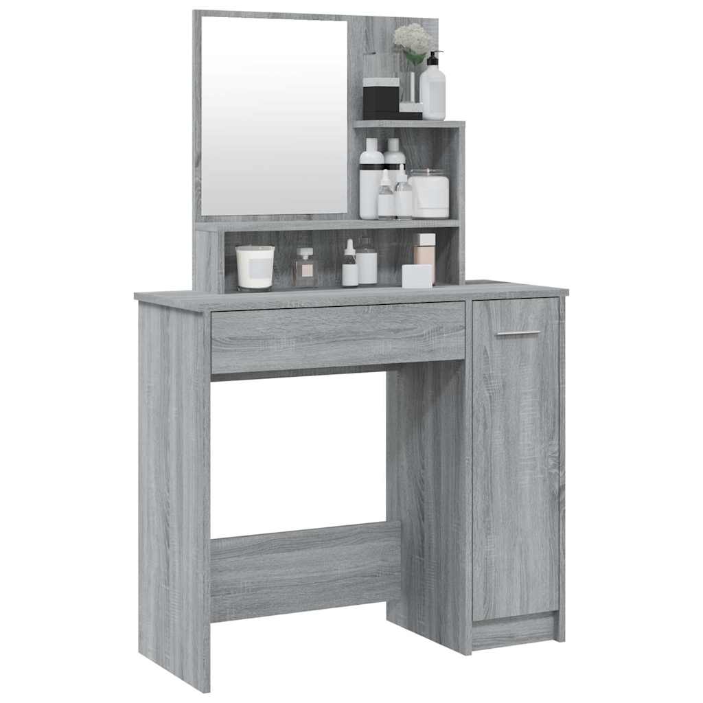 vidaXL Dressing Table with Mirror Grey Sonoma 86,5x35x136 cm