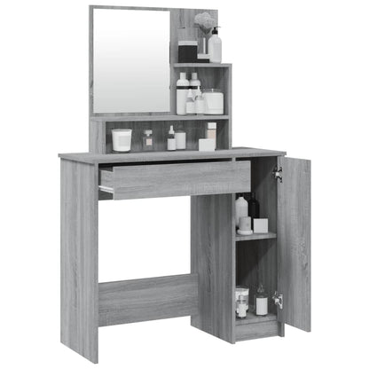vidaXL Dressing Table with Mirror Grey Sonoma 86.5x35x136 cm