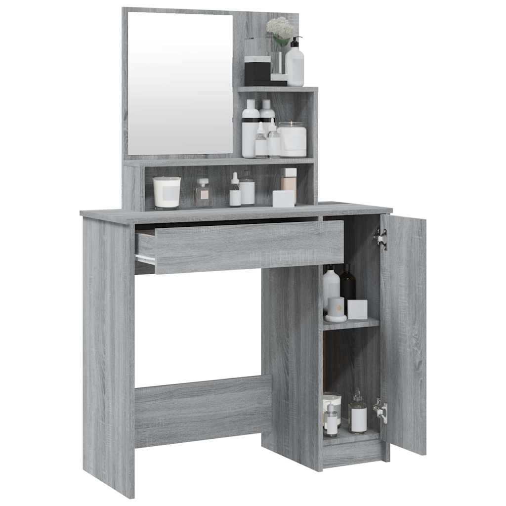 vidaXL Dressing Table with Mirror Grey Sonoma 86,5x35x136 cm