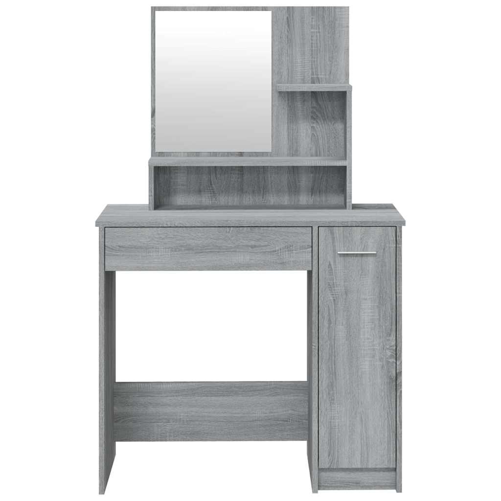 vidaXL Dressing Table with Mirror Grey Sonoma 86,5x35x136 cm