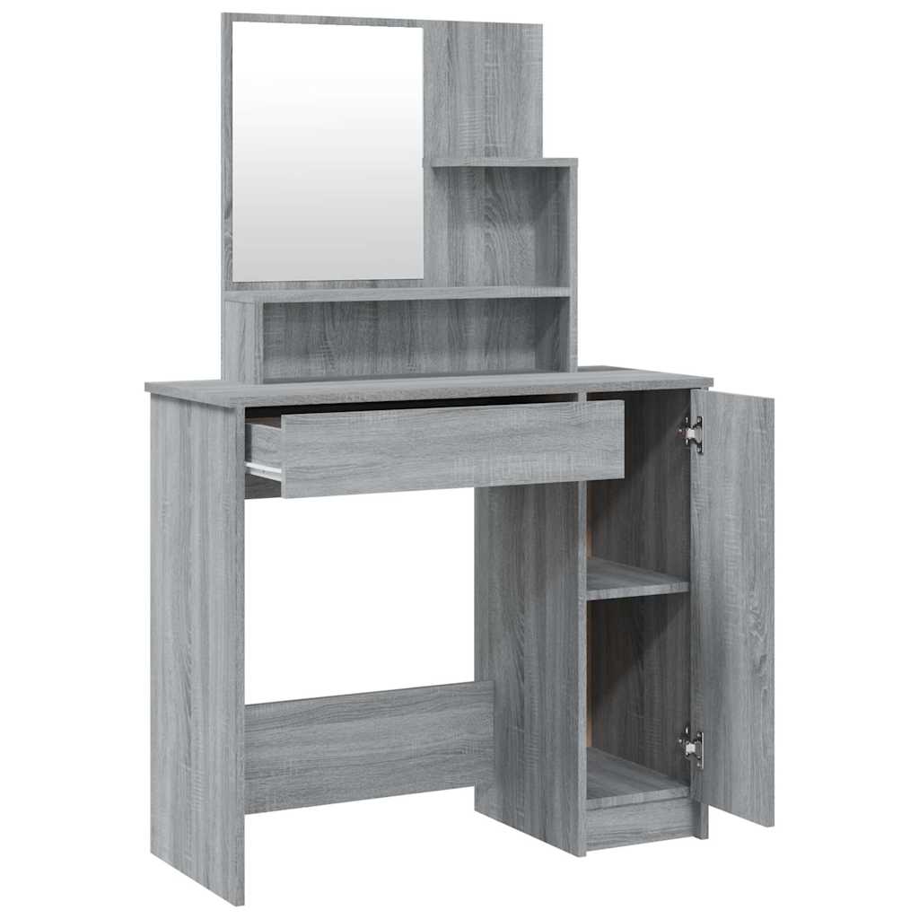 vidaXL Dressing Table with Mirror Grey Sonoma 86,5x35x136 cm