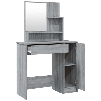 vidaXL Dressing Table with Mirror Grey Sonoma 86,5x35x136 cm