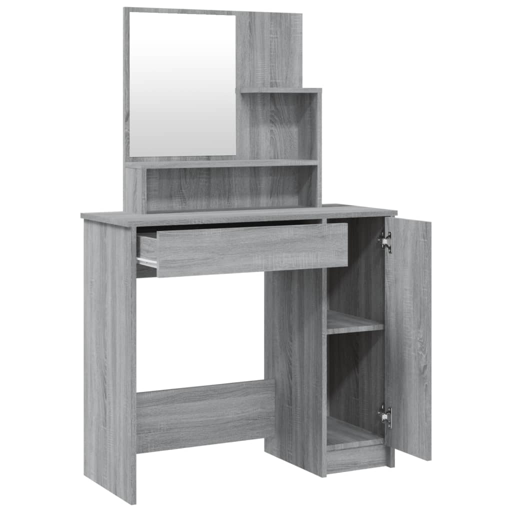 vidaXL Dressing Table with Mirror Grey Sonoma 86.5x35x136 cm