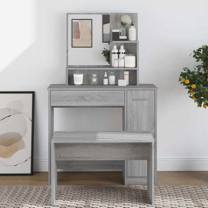 vidaXL Dressing Table with Mirror Grey Sonoma 86,5x35x136 cm