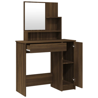 vidaXL Dressing Table with Mirror Brown Oak 86.5x35x136 cm
