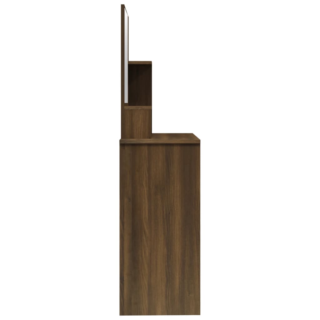 vidaXL Dressing Table with Mirror Brown Oak 86.5x35x136 cm