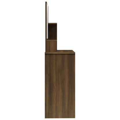 vidaXL Dressing Table with Mirror Brown Oak 86.5x35x136 cm