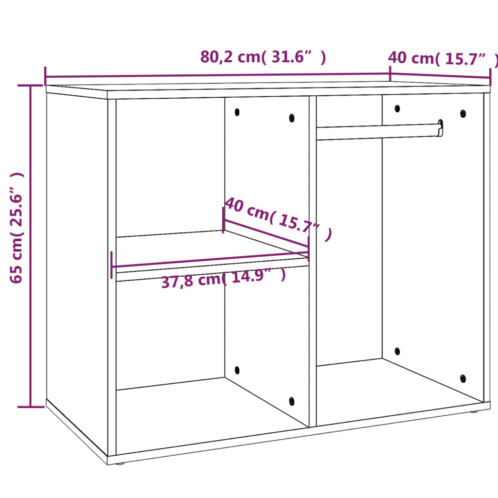 vidaXL Dressing Cabinet Smoked Oak 80x40x65 cm Engineered Wood