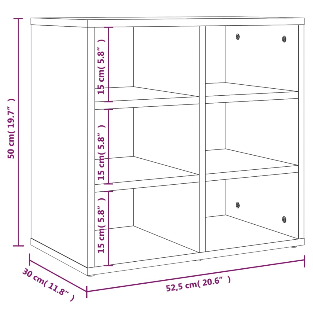 vidaXL Shoe Cabinet Grey Sonoma 52,5x30x50 cm