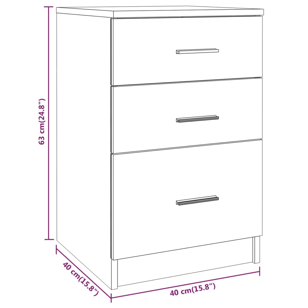 vidaXL Bed Cabinet Smoked Oak 40x40x63 cm Engineered Wood