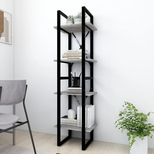 821304 vidaXL 4-Tier Book Cabinet Grey Sonoma 40x30x140 cm Engineered Wood