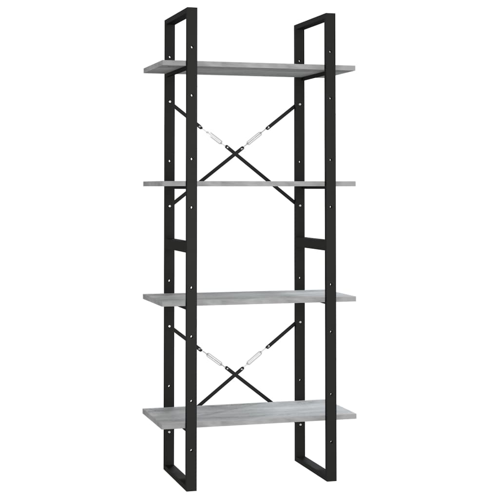 vidaXL 4-Tier Book Cabinet Grey Sonoma 60x30x140 cm Engineered Wood