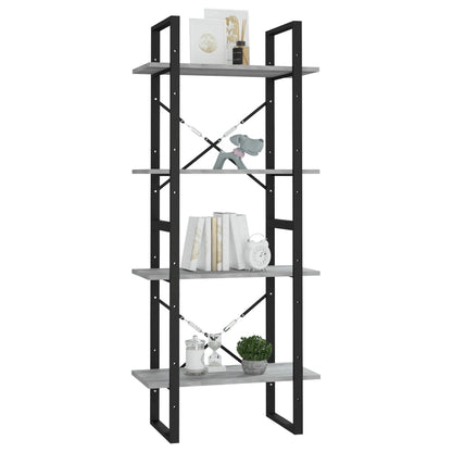vidaXL 4-Tier Book Cabinet Grey Sonoma 60x30x140 cm Engineered Wood