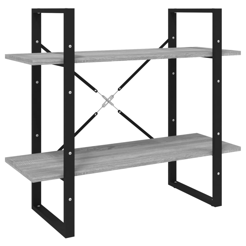 vidaXL 2-Tier Book Cabinet Grey Sonoma 80x30x70 cm Engineered Wood
