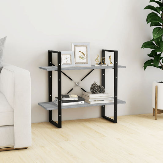 vidaXL 2-Tier Book Cabinet Grey Sonoma 80x30x70 cm Engineered Wood