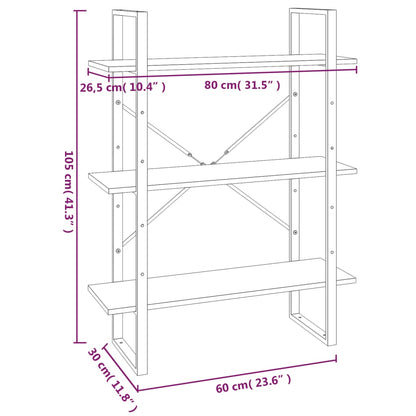 vidaXL Book Cabinet Grey Sonoma 80x30x105 cm Engineered Wood