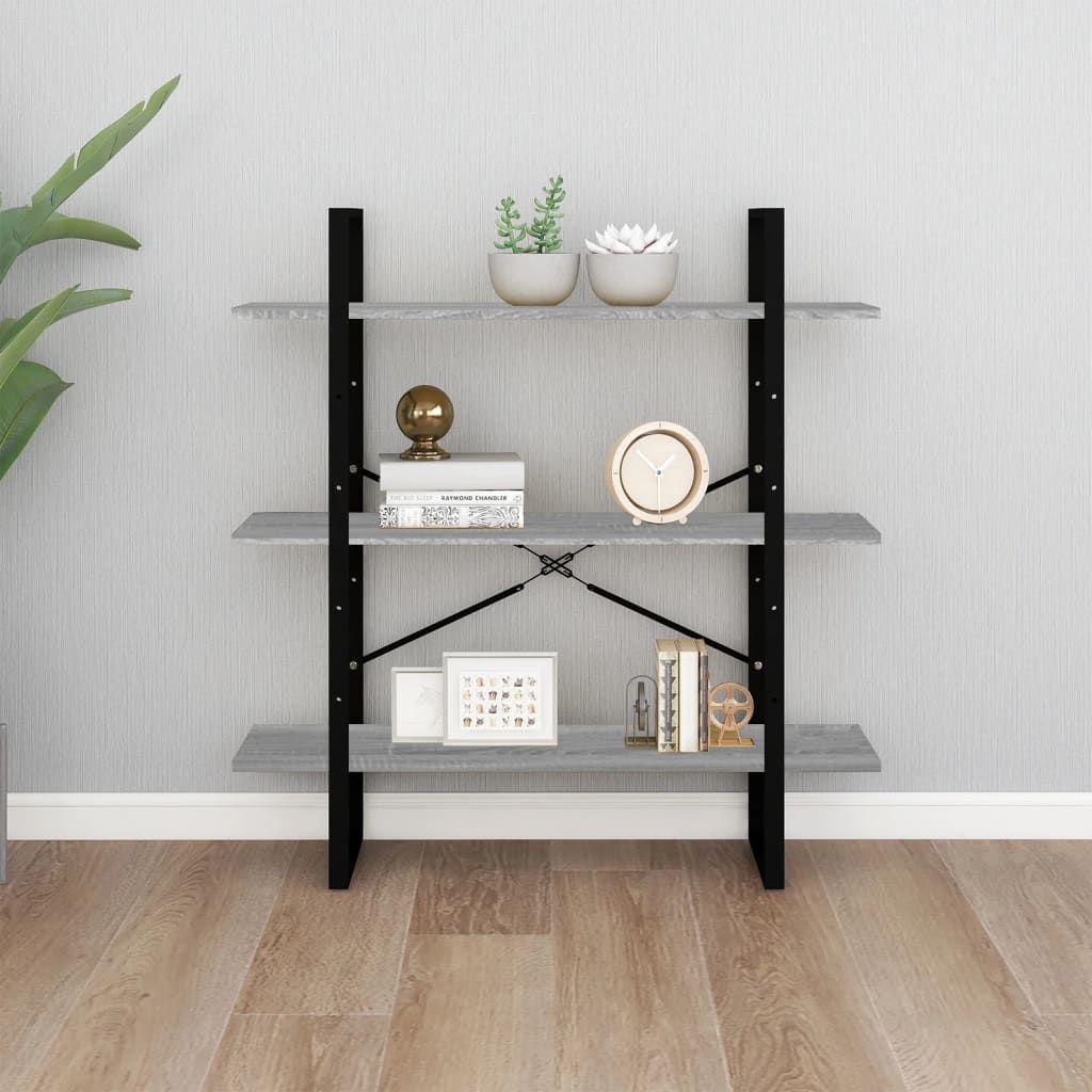 vidaXL Book Cabinet Grey Sonoma 100x30x105 cm Engineered Wood