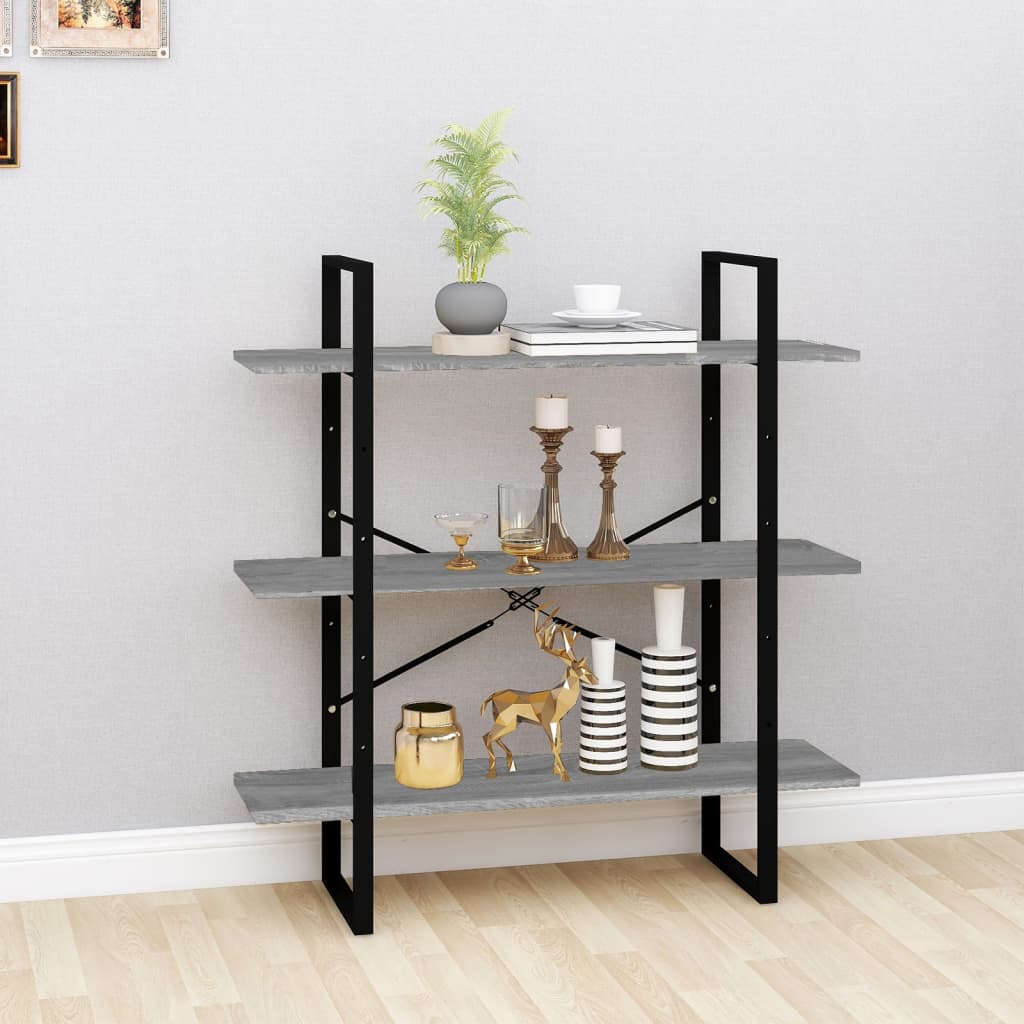 vidaXL Book Cabinet Grey Sonoma 100x30x105 cm Engineered Wood