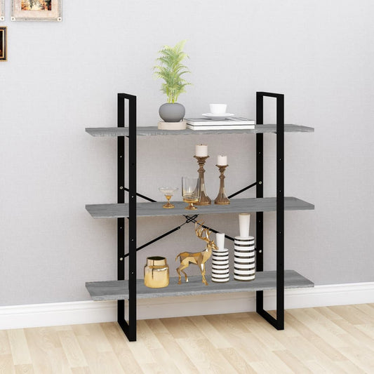 vidaXL Book Cabinet Grey Sonoma 100x30x105 cm Engineered Wood
